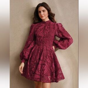 Elegant Burgundy Lace Zimmerman Style Dress